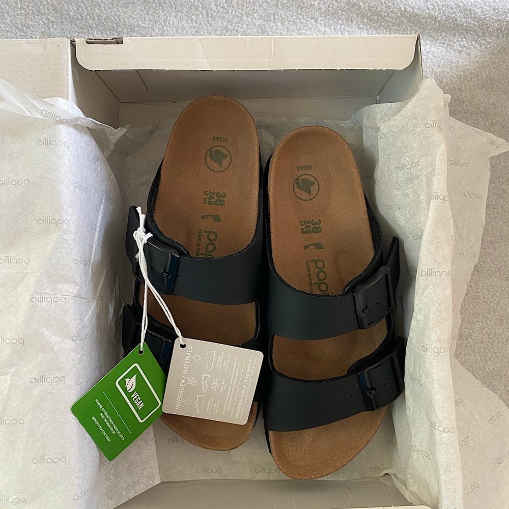 NWT Birkenstock Papillio Arizona Platform Sandal sz 38 Black